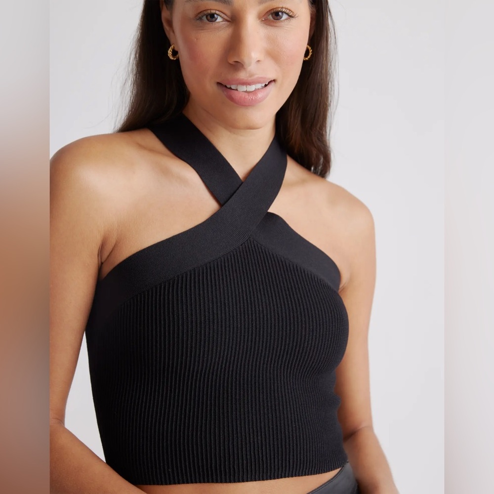 NWT Quince Cropped Halter Ribbed Knit Tank